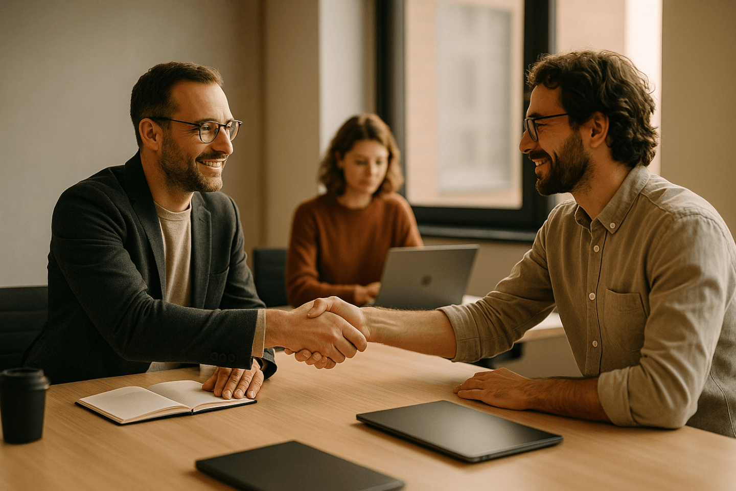 Business meeting between manager and IT consultant in a modern office